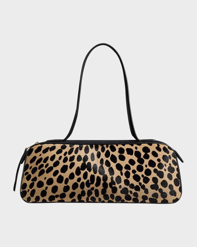 Simona Hyena-Print Calf Hair Shoulder Bag